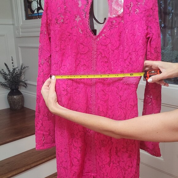 NEW Lace Midi Dress. Fuchsia. Size 2. - Picture 9 of 16